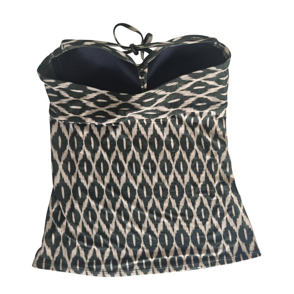 Robin Piccone 3 Swim Pieces Women M Olive Green & Cream Ikat Comfy Flattering - Picture 3 of 15
